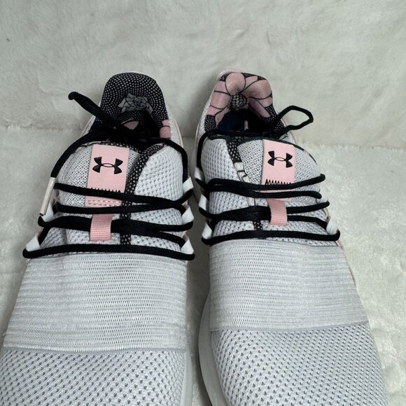Under Armour Womens White & Pink Athletic Running Shoes Charged Breathe FN Print - Picture 4 of 8
